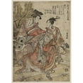 thumbnail image 2 of Katsushika Hokusai 18x24 Black Ornate Framed Double Matted Museum Art Print Titled: Shogastu Kamuro Manzai (1791), 2 of 5