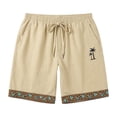 thumbnail image 4 of CONZONE Mens Casual Linen Shorts Elastic Waist Drawstring Summer Shorts for Men Hawaii Graphic Y2K Lightweight Loose Fit Vacation Beach Shorts With Pockets, 4 of 4
