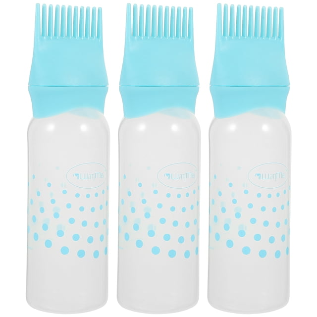 3pcs Colorful Hair Dye Applicator Bottles with Measurement Lines for Home and Salon Use (Blue)