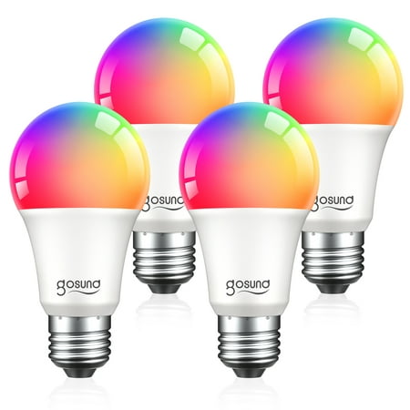 

Gosund Smart Dimmable LED Light Bulb E26 A19 Works with Alexa & Google Home 8W Multicolor (4 Pack)