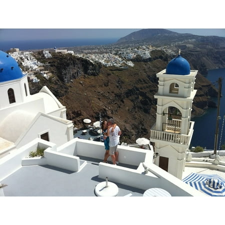 LAMINATED POSTER Romance Love Greece Couple Santorini Romantic Poster Print 24 x