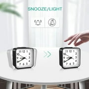 AMIR Alarm Clock, Silent Non Ticking Clock Travel Alarm Clock with Snooze & Light Alarm Clock for Bedroom Bedside Kids Elderly Black