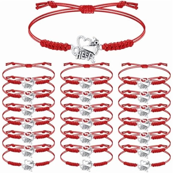 ZLC 20 Pcs Cheerleader Gifts Cheer Bracelet Girls Charm Bracelet Adjustable Cheerleader Gifts For Cheer Team Jewelry Accessories Bulk