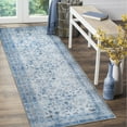 thumbnail image 1 of Transitional Distressed Oriental Medallion Indoor Power-Loomed Runner, 2' 6" x 7' x 6", French Blue by Blue Nile Mills, 1 of 6