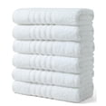 thumbnail image 1 of Paquete de 6 toallas de baño Aibaser, 100% algodón, 60 x 120 cm, color blanco, 1 of 8