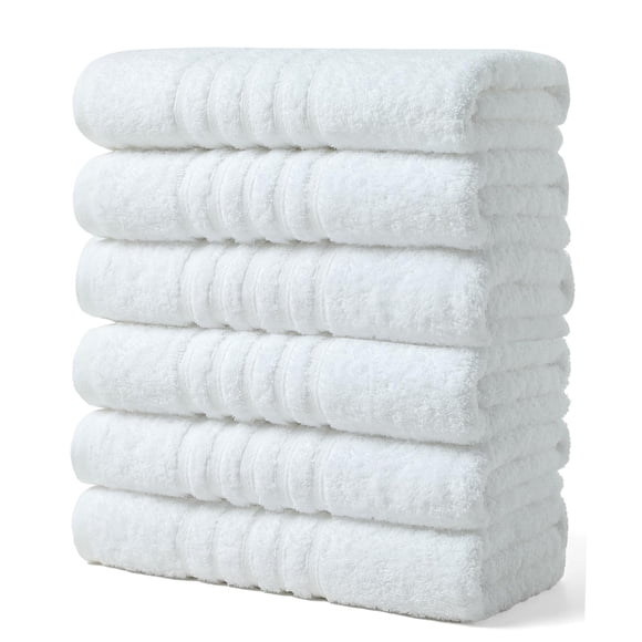 Paquete de 6 toallas de baño Aibaser, 100% algodón, 60 x 120 cm, color blanco