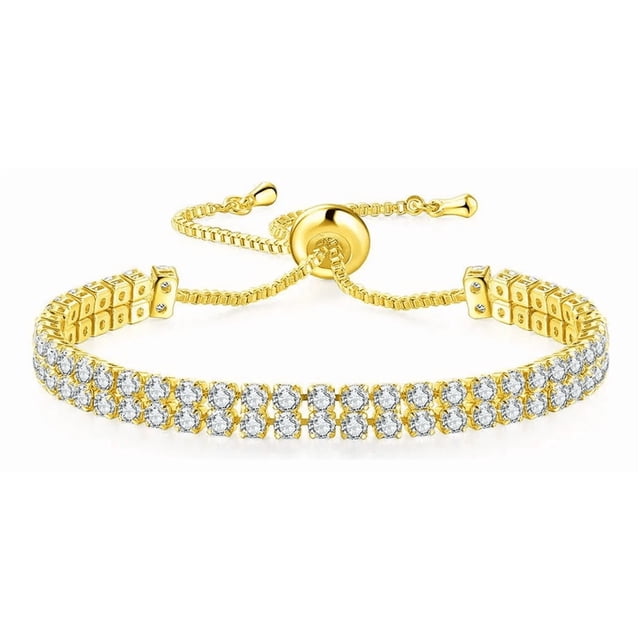 Pulsera Con Dos Filas De Diamantes Joyeria Mujer Regalos Xtellar plateado