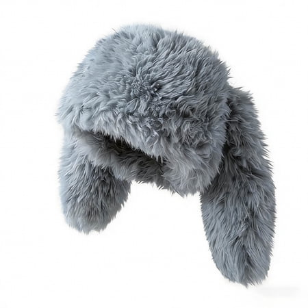 PBFRDSJ Y2K Fuzzy Bunny Hat for Women Girls Faux Fur Long Rabbit Ear Hat Warm Cold Proof Ski Cycling Outdoor Furry Winter Hats