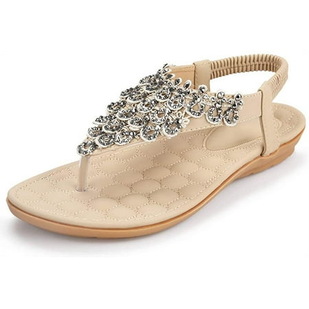 

Women s Summer Sandals Casual Comfortable Flip Flops Beach Shoes Ankle T-Strap Thong Elastic Flat Sandals for Women