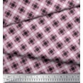 thumbnail image 2 of Soimoi Purple Poly Georgette Fabric Diagonal Check Printed Fabric 1 Yard 42 Inch Wide, 2 of 3
