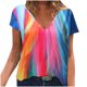 thumbnail image 1 of Tops de talla grande para mujer, con estampado de corazones, a rayas, con cuello en V, manga corta, blusas a la moda, Tops con manga casquillo Pompotops  hkajfhjk464165, 1 of 6