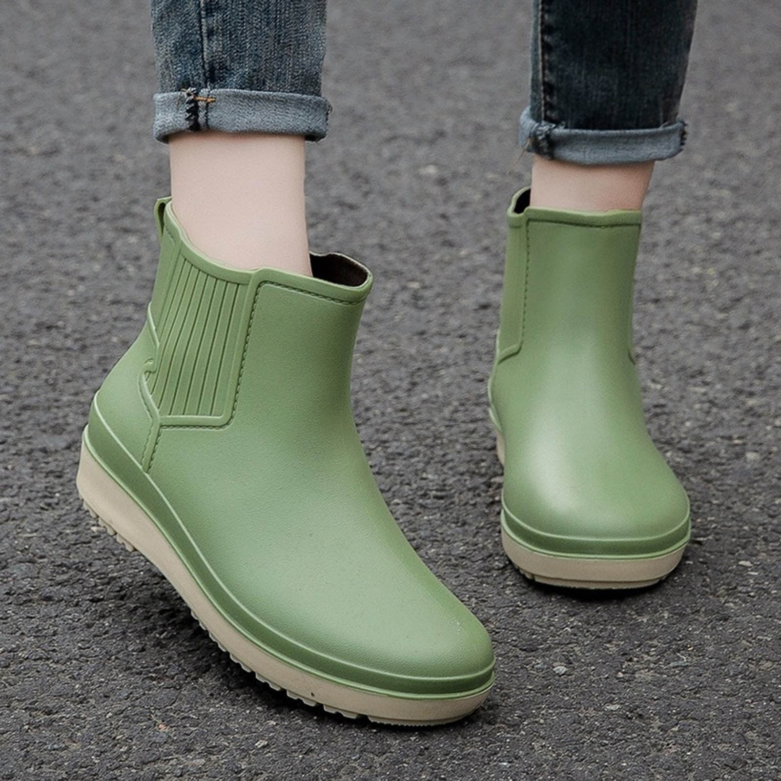 Juosiy Women's Ankle Rain Boots Walking Fishing Rubber Water-proof Outdoor Non Slip Work Shoes