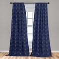 thumbnail image 4 of Ambesonne Art Deco Curtains, Navy Vintage Line Shells, Pair of 28"x63", Navy Blue and Sand Brown, 4 of 5