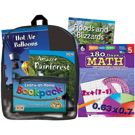 Shell Education Learning At Home Backpack, Grade 5 Mathematics