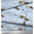 thumbnail image 2 of Soimoi Blue Cotton Duck Fabric Text & Coffee Maker Kitchen Print Fabric by the Yard 56 Inch Wide, 2 of 3