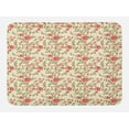 thumbnail image 1 of Rose Bath Mat, Rustic Pattern with Floral Stems Old Fashion Design Classical Feminine, Non-Slip Plush Mat Bathroom Kitchen Laundry Room Decor, 29.5 X 17.5 Inches, Dark Coral Pale Yellow Tan, Ambesonne, 1 of 2