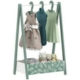 thumbnail image 1 of Qaba Kids Clothing Rack, Kids Dress Up Rack with Storage, Hangers, Green, 1 of 10