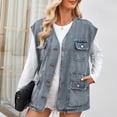 thumbnail image 2 of Siilsaa Denim Jacket Women Cropped Shacket Jacket Fashion Plaid Button Down Shirt 2024 Fall Coat Tops Blue,L, 2 of 5