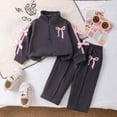 thumbnail image 2 of Zanarzt Toddler Baby Girl Clothes Kid Girls Sweatsuit Set Cute Bow Sweatshirt Jogger Pants with Pocket Casual Outfuts Set Navy,6-9 Months, 2 of 9
