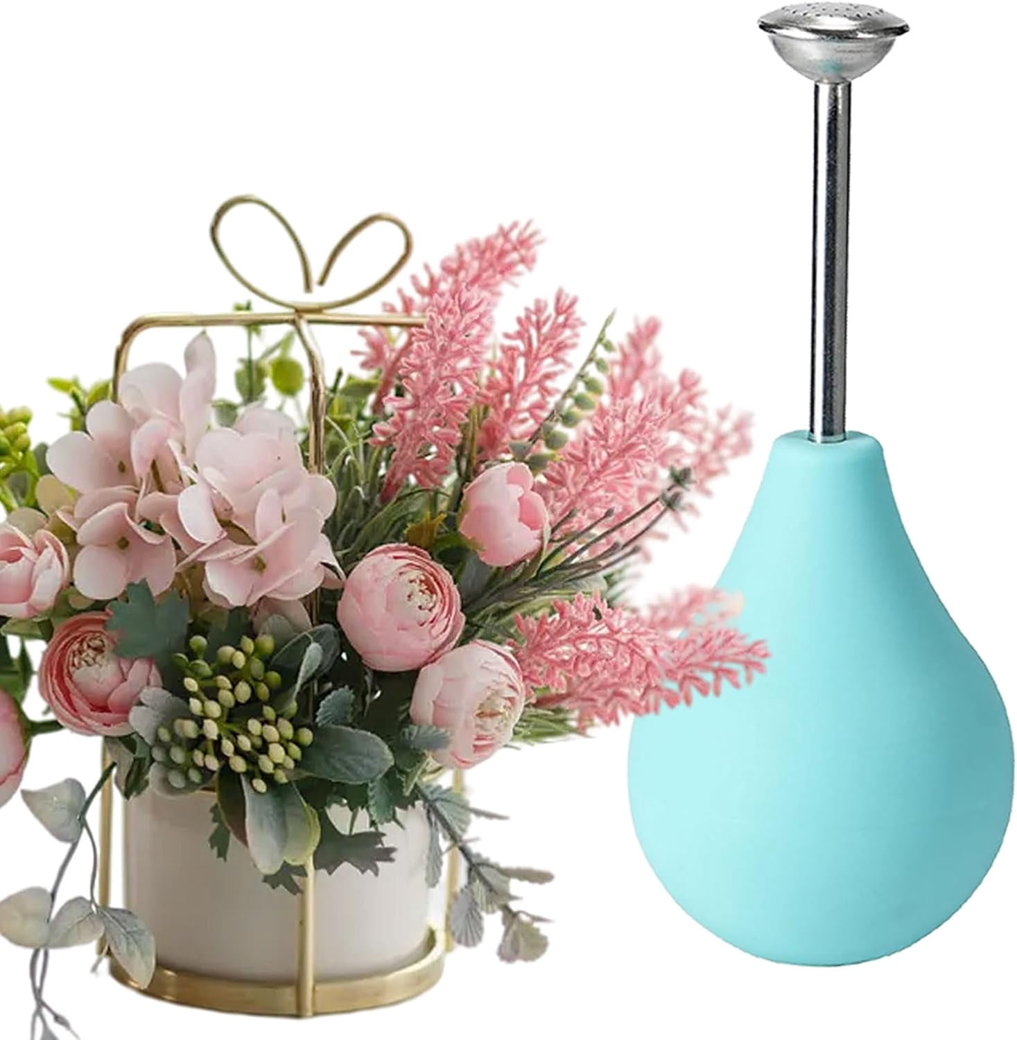 ABPETE Watering Can Balloon Sprayer, Indoor Plants Squeeze Bulb 8 oz,Silicone Indoor Plant Watering Can with Stainless Steel Spraying Mouth, Sensitive Plants and Cuttings, Watering Sprayer