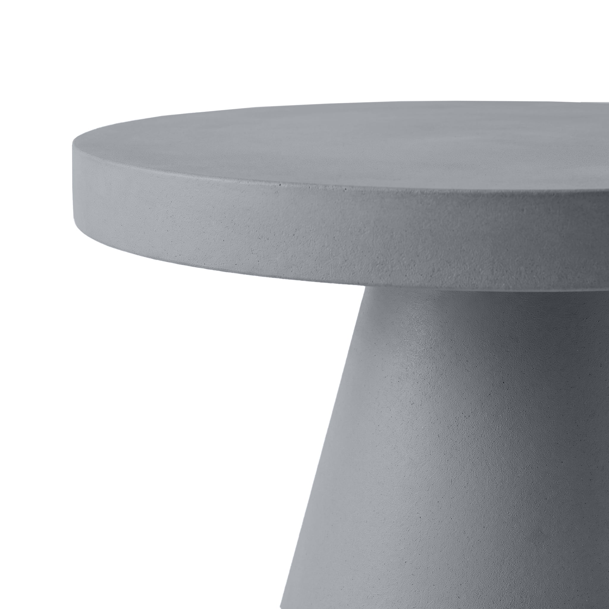 Round MGO Side Table – Durable Construction, Tapered Base,Cement Gray