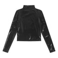 thumbnail image 5 of YONGHS Women's Glossy Long Sleeve Crop Tops Turtleneck Holographic Blouse for Raves Club Dance Black S, 5 of 7