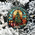 thumbnail image 2 of OAVQHLG3B Christmas Ornament, Stained Glass Christmas Acrylic Round Pendant Christmas Nativity Scene Ornaments Christmas Tree Decoration Birth of Jesus Christian Decor, 2 of 6