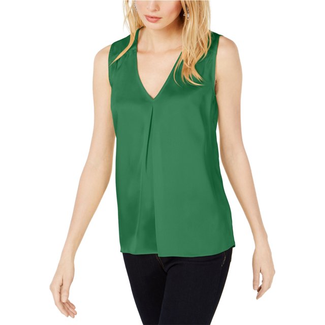 INC Blusa con pliegues en la parte delantera para mujer, verde, mediana I-N-C Pull-over