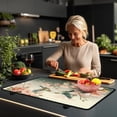 thumbnail image 3 of Renewold Ceramic Glass Stove Top Cover Stove Mat Stove Burner Cover Multipurpose Rubber Desk Saver Pad Washer Dryer Top Cover Range Cover for Counter Top, Hummingbird Flower, 3 of 7