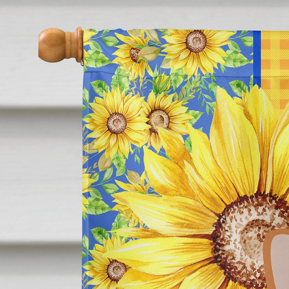 Carolines Treasures WDK5498CHF 40 x 28 in. Summer Sunflowers Red Pembroke Corgi Canvas House Flag