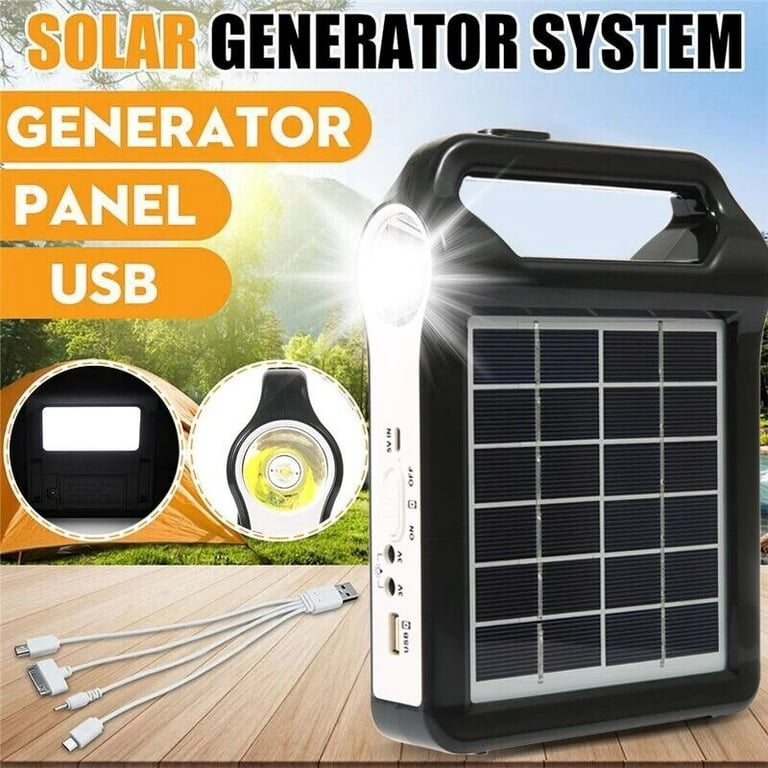 Portable Solar Power Station,6V 2W Solar Generator Panel Power With Fm Radio,LED Flashlight,4 Charging Cables for Outlet Camping Emergency / Hiking / Outdoor - Walmart.com