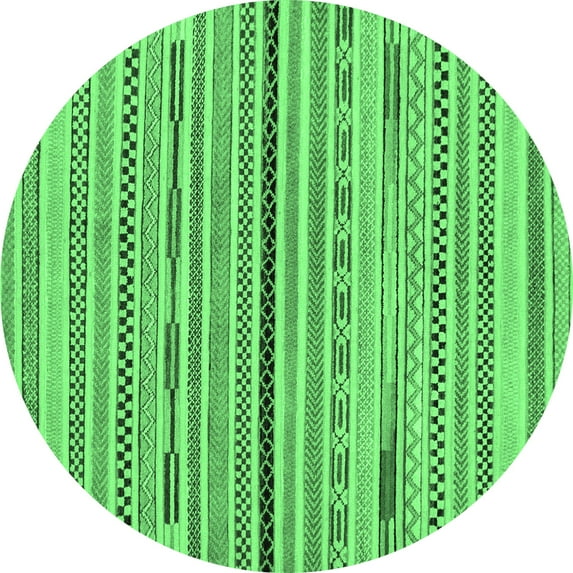 Ahgly Company Indoor Round Abstract Emerald Green Modern Area Rugs, 8' Round