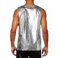 thumbnail image 3 of INSPIRE CHIC Metallic Tank Top for Men's Round Neck Shiny Disco Party Sleeveless Vest M Silver, 3 of 6