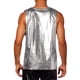 thumbnail image 3 of Camiseta sin mangas metálica Inspire Chic para hombre, cuello redondo, brillante, fiesta disco, 2XL, plateada, 3 of 6