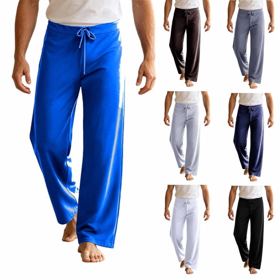 PNTUTB Wide Leg Pants for Men Solid Color Drawstring Trousers Casual Loose Comfortable Trendy Lounge Workout Yoga Sporty Pants