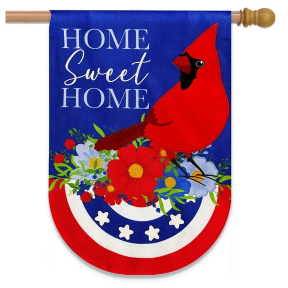 Briarwood Lane Spring Burlap House Flag 40x28 For Outdoor Home Sweet Home Cardinal For Spring House Flag