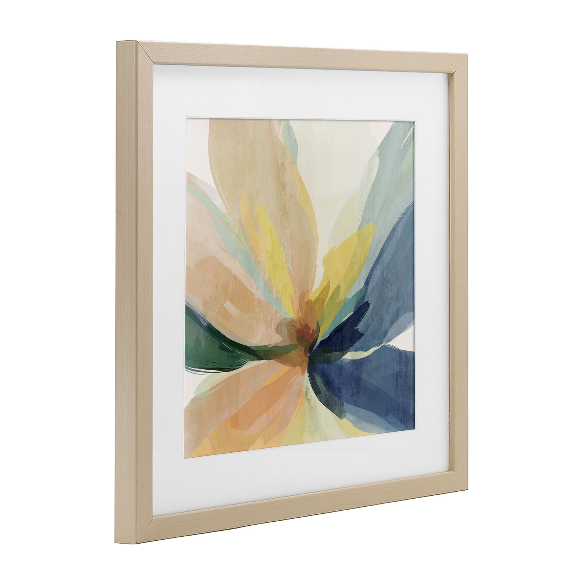 Flared Abstract Neutral Petals Birch Framed Print Under Glass, design by Irena Orlov