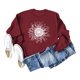 thumbnail image 2 of Sudadera con cuello redondo de girasol para mujer, transpirable, cómoda, holgada, de manga larga, para uso diario, rojo vino M, 2 of 4