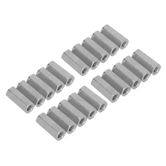 20-Pack 304 Stainless Steel Hex Coupling Nuts, M6x1.0 Thread, 25mm Length - Corrosion-Resistant Threaded Rod Connectors for Bolts, Studs, Mechanical Screws, Indoor/Outdoor Fastening Applications with