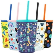Simple Modern Kids Cup 12oz Classic Tumbler With Lid and Silicone Straw - Vacuum Insulated Stainless Steel Cups For Toddlers Girls And Boys Happy Mermaids