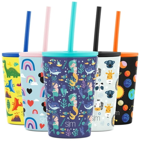 Simple Modern Kids Cup 12oz Classic Tumbler With Lid and Silicone Straw - Vacuum Insulated Stainless Steel Cups For Toddlers Girls And Boys Happy Mermaids