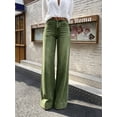 thumbnail image 7 of Women's High Waisted Wide Leg Jeans Green Denim Baggy Casual Pants, 7 of 7