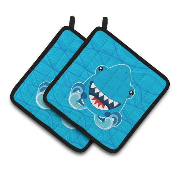 Caroline's Treasures Shark Open Wide in Waves Pair of Pot Holders