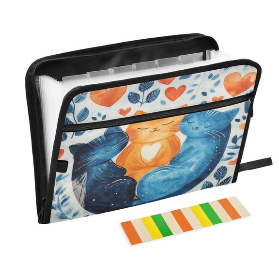 WOBOGO Curled Up Kitten Expanding File Folder Letter Size Accordion Filing Organizer 13 Pocket Separate Organ Pocket