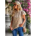 thumbnail image 1 of Purcoar Women's Floral Ruffled Short Sleeve Tops Round Neck Casual Blouses, 1 of 8