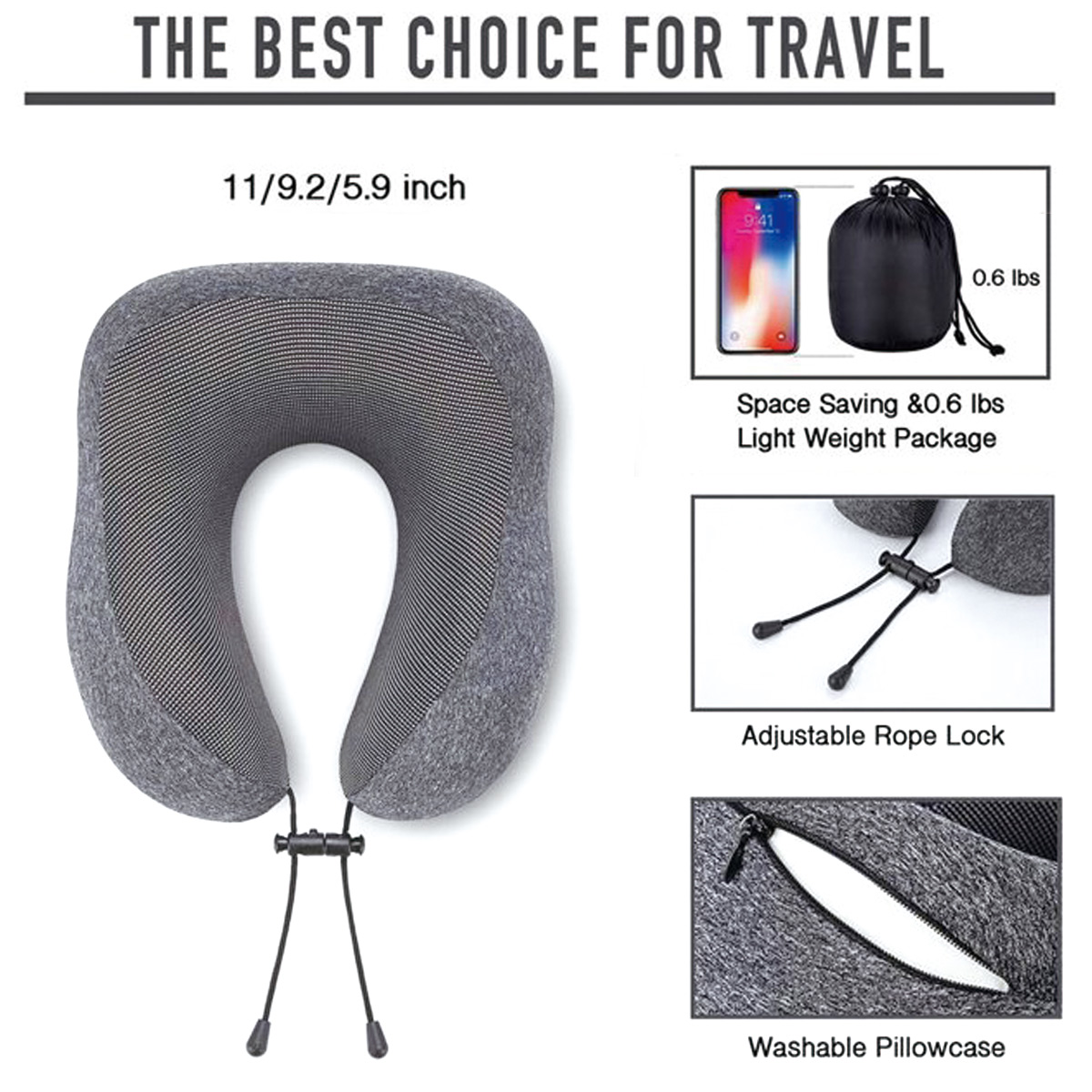 Camkey Memory Foam Neck Pillow with Eye Mask & Earplugs photo 3