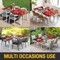 thumbnail image 5 of Red Snowman Christmas Table Cloths for 5 Foot Rectangle Tables, Xmas Tree Ball Snowflake Winter Patio Waterproof Elastic Fitted Tablecloths, Washable Rectangular Table Cover for Camping, 5 of 8