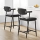 thumbnail image 2 of QinaQin Bancos de bar con descansabrazos, respaldo ergonómico y reposapiés, estructura metálica resistente y tapizado tipo piel para cocina o bar, 2 of 7