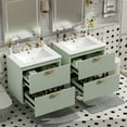 thumbnail image 4 of Euroco 48" Modern Wall-Mounted Bathroom Vanity Combo with Double Sinks, Soft-Close Drawers, Gold Handles, 4 of 9