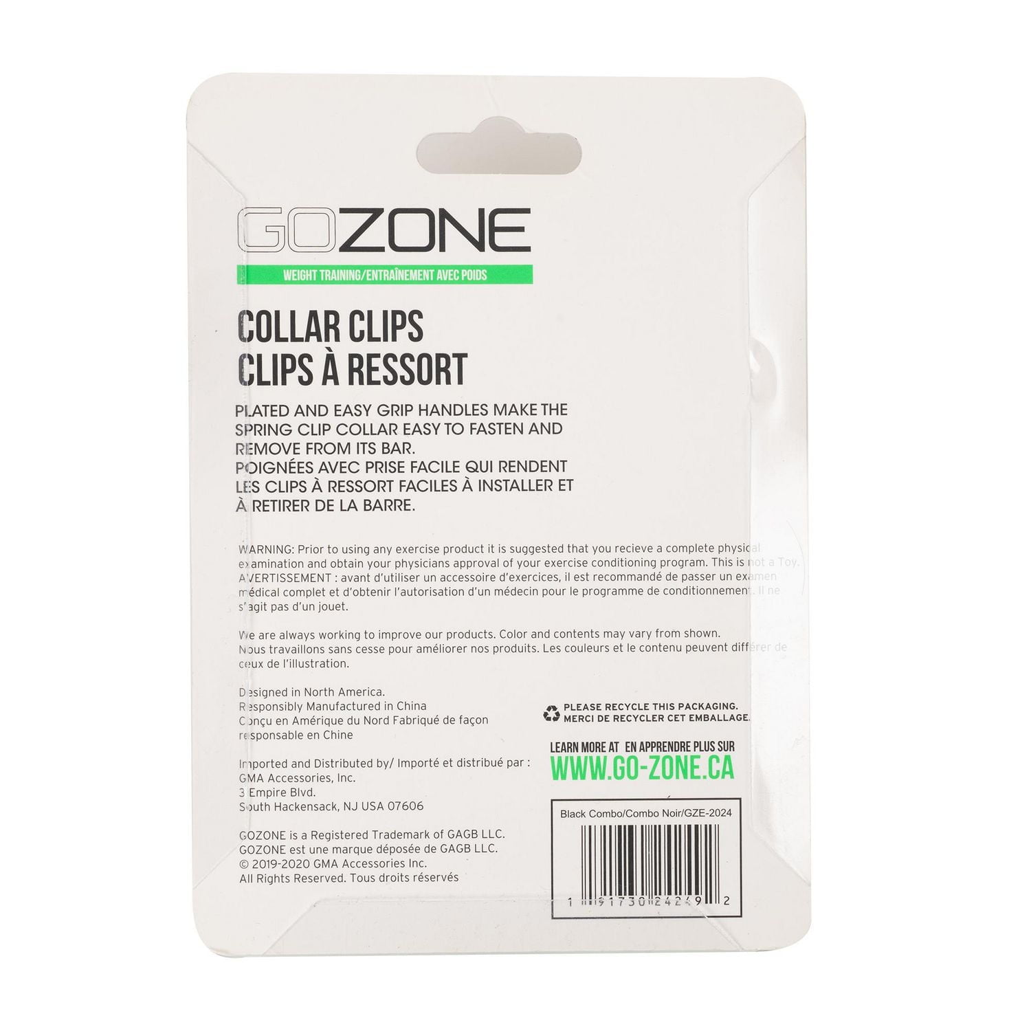 GoZone 2-pack Collar Clips – Steel, Fits 1" bars